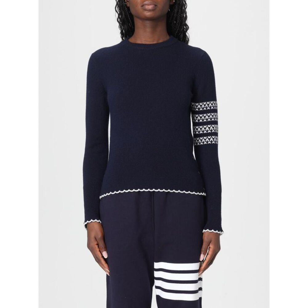 Thom Browne Women Thom Browne Wool Sweater With Jacquard Logo